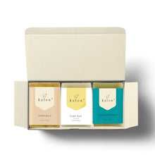 Load image into Gallery viewer, Kalon Mini Travel Size Soap Trio No.3- Cinnamon, Pure bar, Alfalfa sweetgrass

