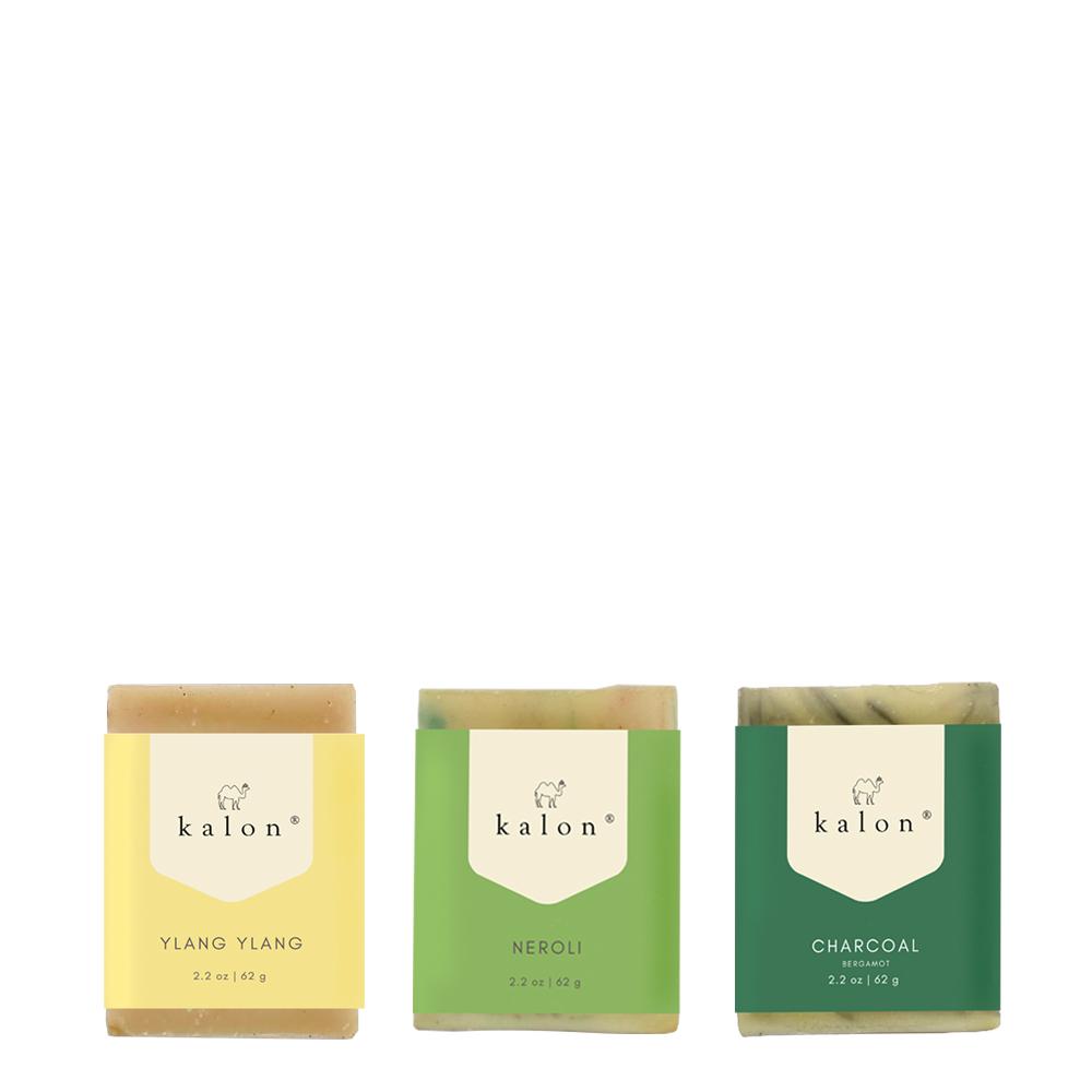 Kalon Mini Travel Size Soap Trio No.2- Ylang Ylang, Neroli, Charcoal