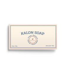 Load image into Gallery viewer, Kalon Mini Travel Size Soap Trio No.2- Ylang Ylang, Neroli, Charcoal
