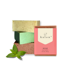 Load image into Gallery viewer, Kalon Mini Travel Size Soap Trio No.4- Peppermint, Tea tree, Rose+Mixed berries
